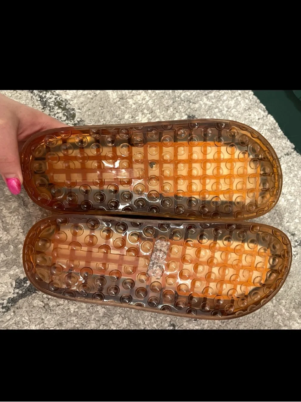 Cushionaire Pool Jelly Slide Sandals Women’s 10 Brown Tortie Clear Waterproof